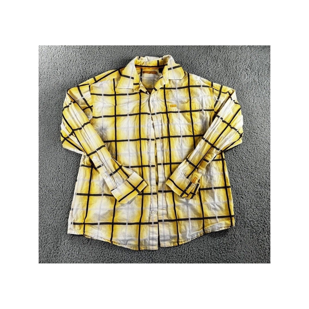 Enyce Shirt Men XL Button Up Yellow Plaid L/S Y2K Streetwear Skater Grunge Vtg - Picture 2 of 11